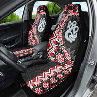 Red Taniko Motif Aotearoa Manaia and Silver Fern Car Seat Cover