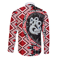 Red Taniko Motif Aotearoa Manaia and Silver Fern Family Matching Summer Maxi Dress and Hawaiian Shirt LT03 - Polynesian Pride