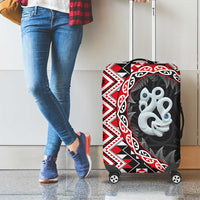 Red Taniko Motif Aotearoa Manaia and Silver Fern Luggage Cover