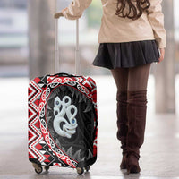 Red Taniko Motif Aotearoa Manaia and Silver Fern Luggage Cover