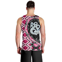 Pink Taniko Motif Aotearoa Manaia and Silver Fern Men Tank Top
