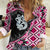 Pink Taniko Motif Aotearoa Manaia and Silver Fern Women Casual Shirt