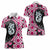 Pink Taniko Motif Aotearoa Manaia and Silver Fern Women Polo Shirt