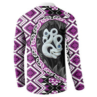 Purple Taniko Motif Aotearoa Manaia and Silver Fern Button Sweatshirt