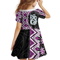 Purple Taniko Motif Aotearoa Manaia and Silver Fern Family Matching Tank Maxi Dress and Hawaiian Shirt LT03 - Polynesian Pride