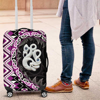 Purple Taniko Motif Aotearoa Manaia and Silver Fern Luggage Cover