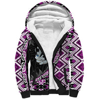 Purple Taniko Motif Aotearoa Manaia and Silver Fern Sherpa Hoodie LT03 Unisex Purple - Polynesian Pride