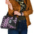 Purple Taniko Motif Aotearoa Manaia and Silver Fern Shoulder Handbag