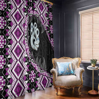 Purple Taniko Motif Aotearoa Manaia and Silver Fern Window Curtain LT03 - Polynesian Pride