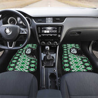 Green Taniko Motif Aotearoa Manaia and Silver Fern Car Mats LT03 Set 2pcs - Front Green - Polynesian Pride