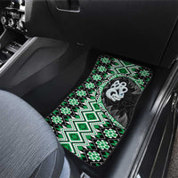 Green Taniko Motif Aotearoa Manaia and Silver Fern Car Mats LT03 - Polynesian Pride