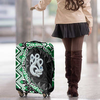 Green Taniko Motif Aotearoa Manaia and Silver Fern Luggage Cover