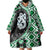Green Taniko Motif Aotearoa Manaia and Silver Fern Wearable Blanket Hoodie