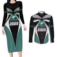 Custom New Zealand Bicycle 2025 Couples Matching Long Sleeve Bodycon Dress and Long Sleeve Button Shirt