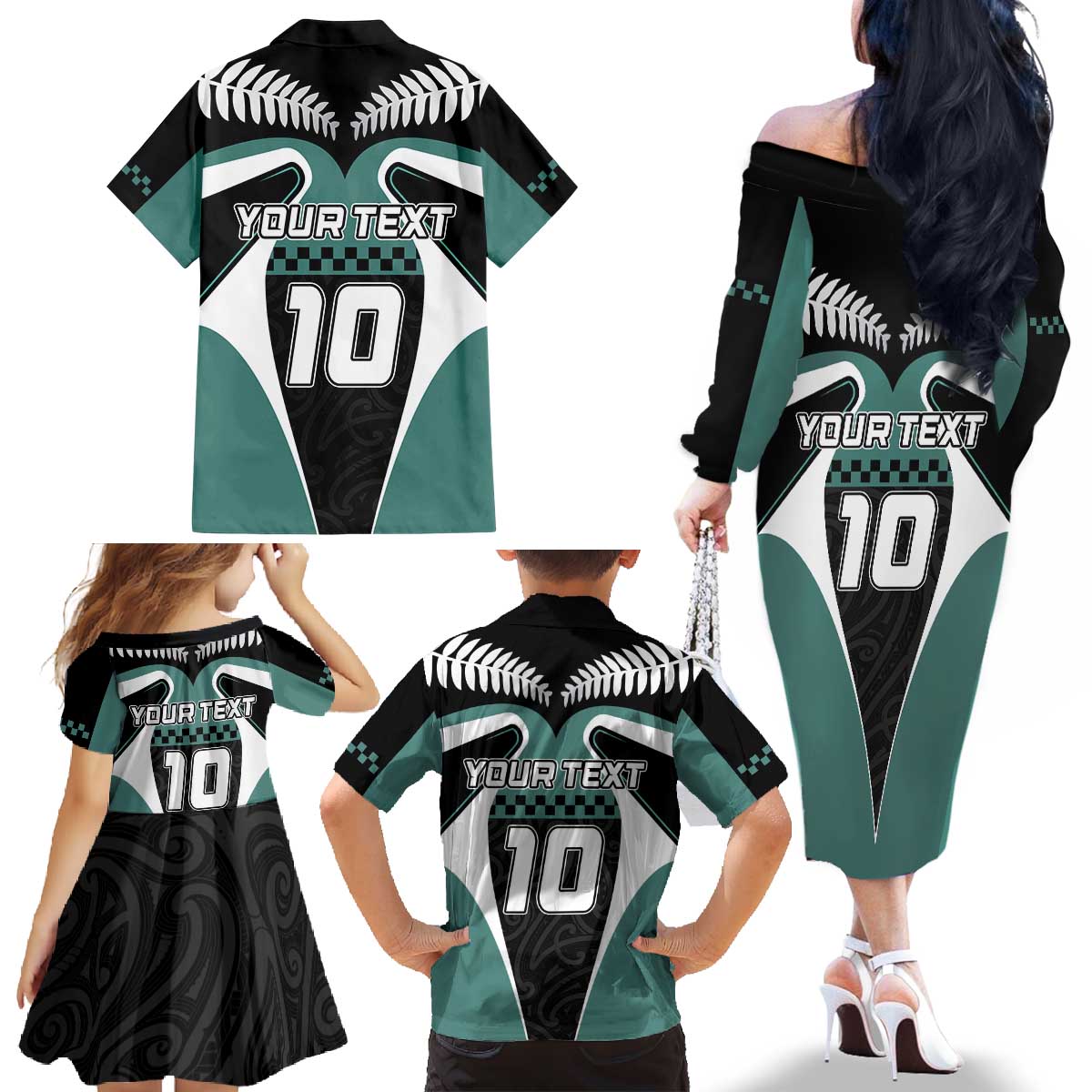 Custom New Zealand Bicycle 2025 Family Matching Off The Shoulder Long Sleeve Dress and Hawaiian Shirt LT03 - Polynesian Pride