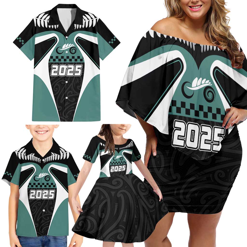 Custom New Zealand Bicycle 2025 Family Matching Off Shoulder Short Dress and Hawaiian Shirt LT03 - Polynesian Pride
