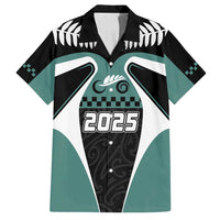 Custom New Zealand Bicycle 2025 Family Matching Off Shoulder Short Dress and Hawaiian Shirt LT03 Dad's Shirt - Short Sleeve Black-Teal - Polynesian Pride