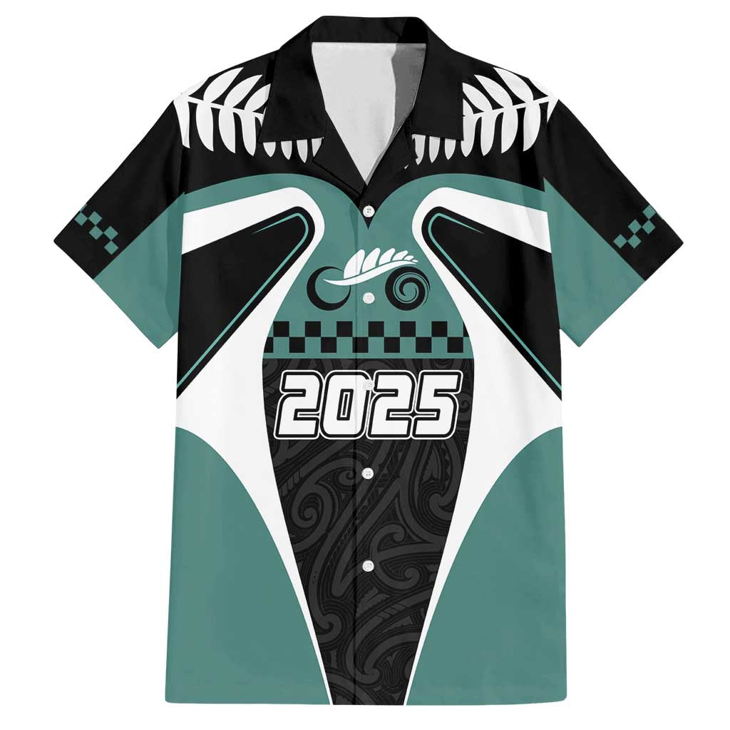 Custom New Zealand Bicycle 2025 Family Matching Tank Maxi Dress and Hawaiian Shirt LT03 Dad's Shirt - Short Sleeve Black-Teal - Polynesian Pride