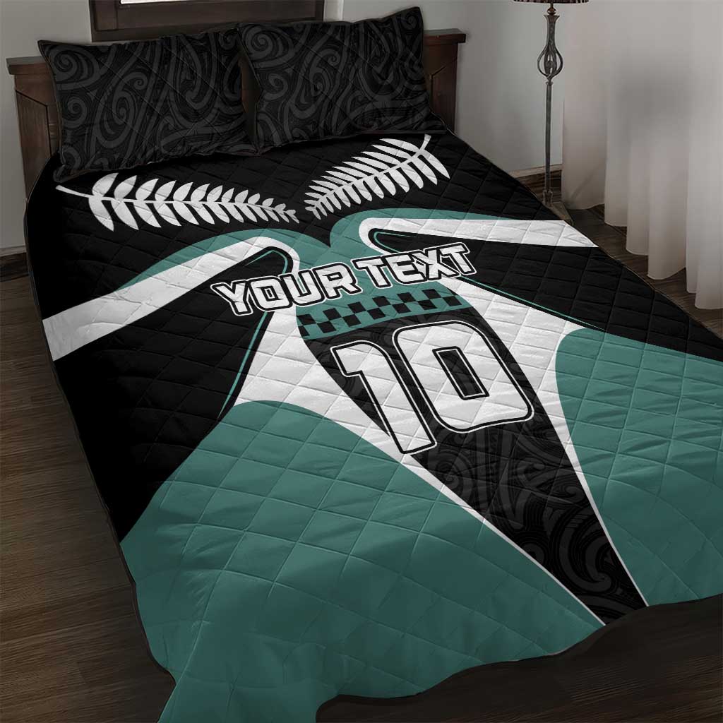 Custom New Zealand Bicycle 2025 Quilt Bed Set LT03 Black-Teal - Polynesian Pride