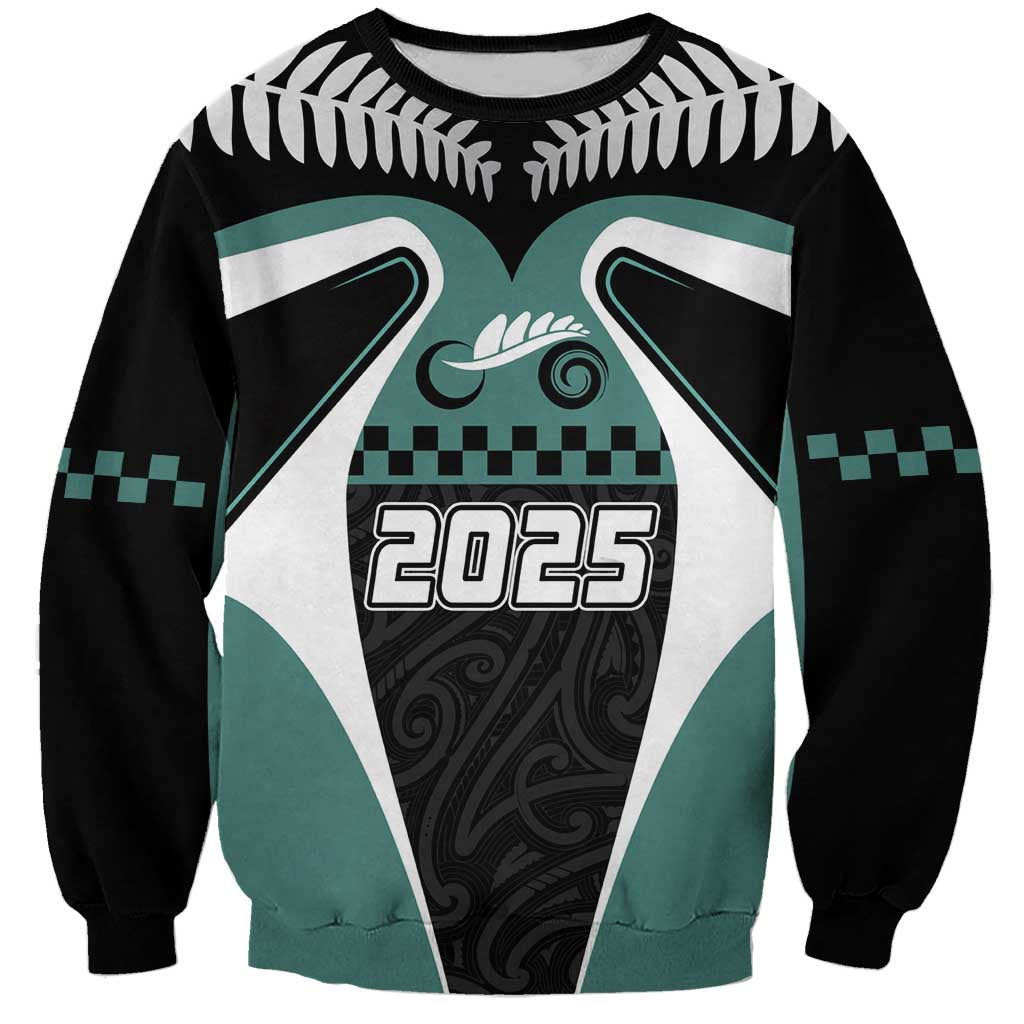 Custom New Zealand Bicycle 2025 Sweatshirt LT03 Unisex Black-Teal - Polynesian Pride