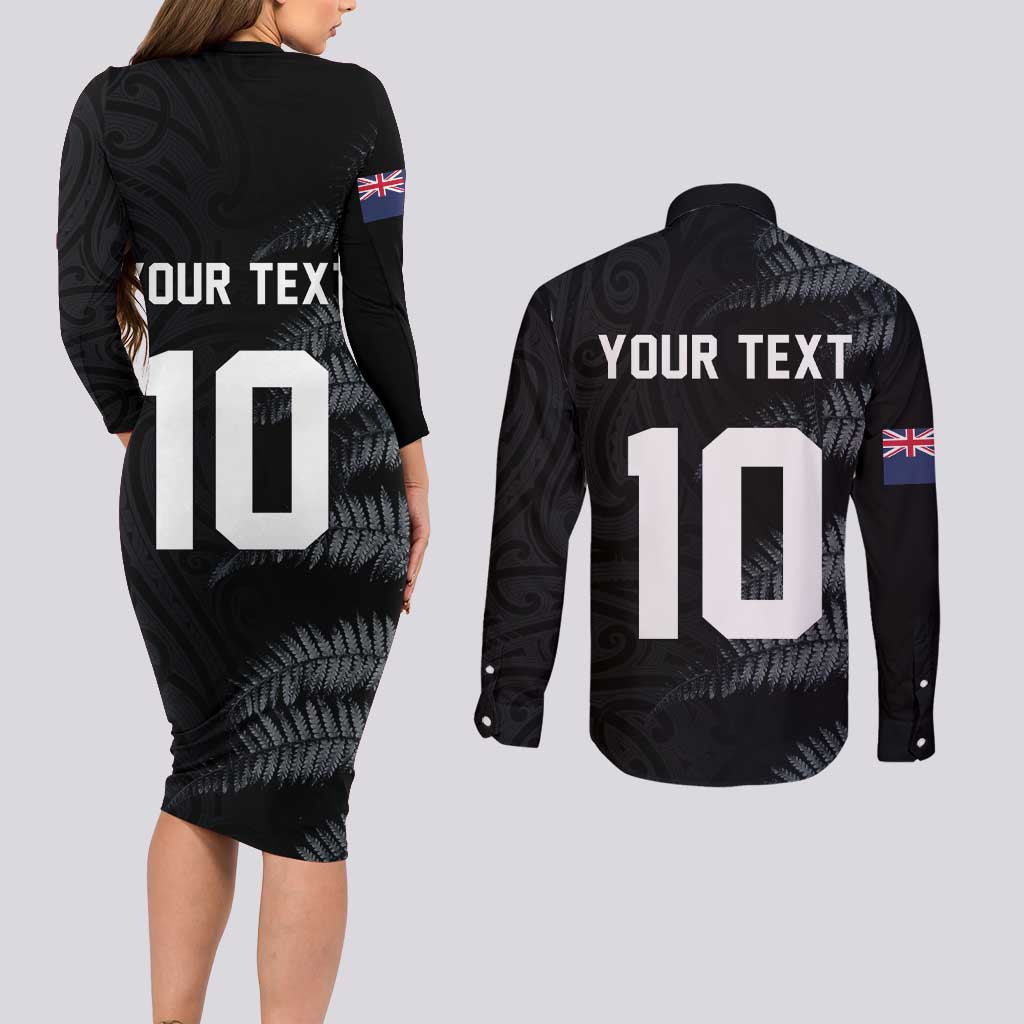 Custom New Zealand Football-Towards World Cup 2026 Couples Matching Long Sleeve Bodycon Dress and Long Sleeve Button Shirt LT03 - Polynesian Pride