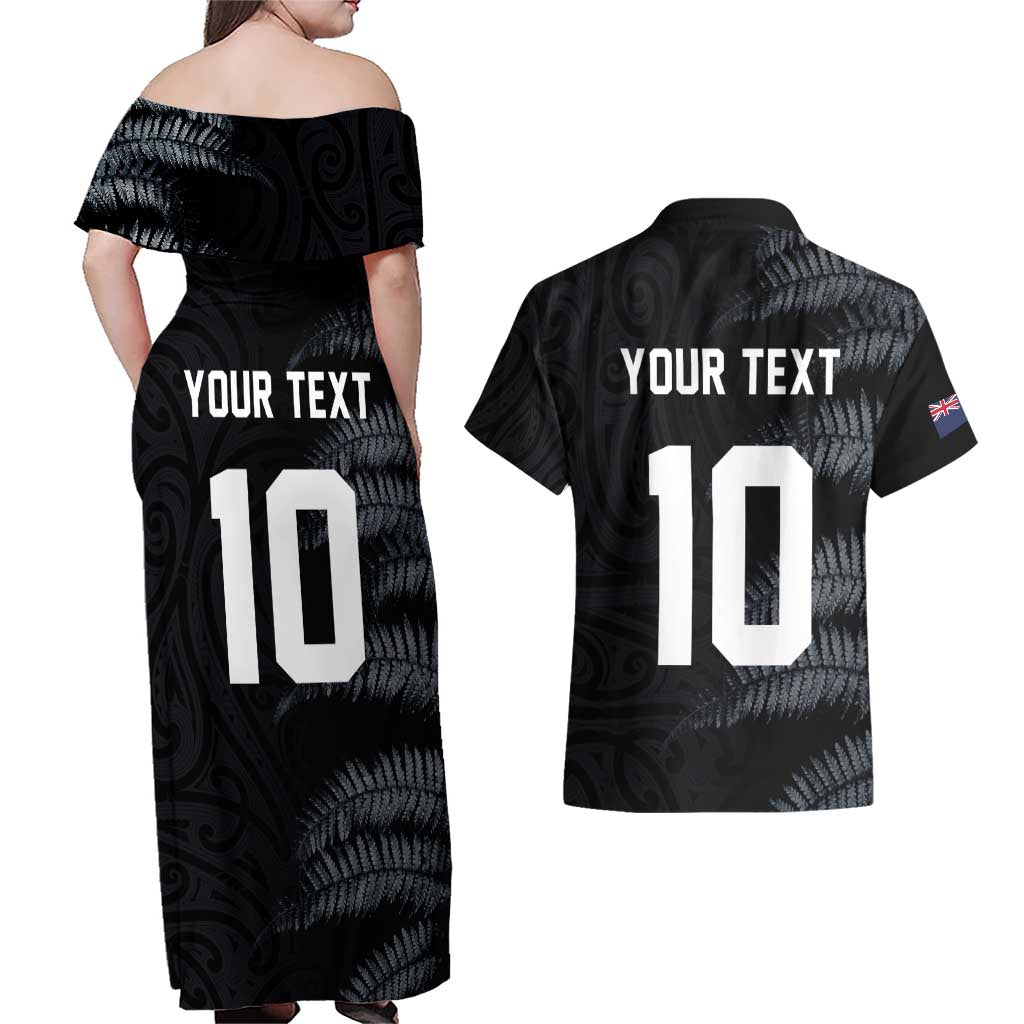 Custom New Zealand Football-Towards World Cup 2026 Couples Matching Off Shoulder Maxi Dress and Hawaiian Shirt LT03 - Polynesian Pride