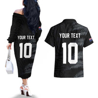 Custom New Zealand Football-Towards World Cup 2026 Couples Matching Off The Shoulder Long Sleeve Dress and Hawaiian Shirt LT03 - Polynesian Pride