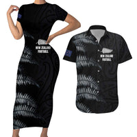 Custom New Zealand Football-Towards World Cup 2026 Couples Matching Short Sleeve Bodycon Dress and Hawaiian Shirt LT03 Black - Polynesian Pride