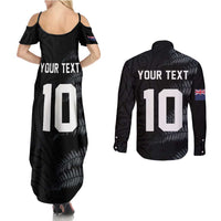 Custom New Zealand Football-Towards World Cup 2026 Couples Matching Summer Maxi Dress and Long Sleeve Button Shirt LT03 - Polynesian Pride