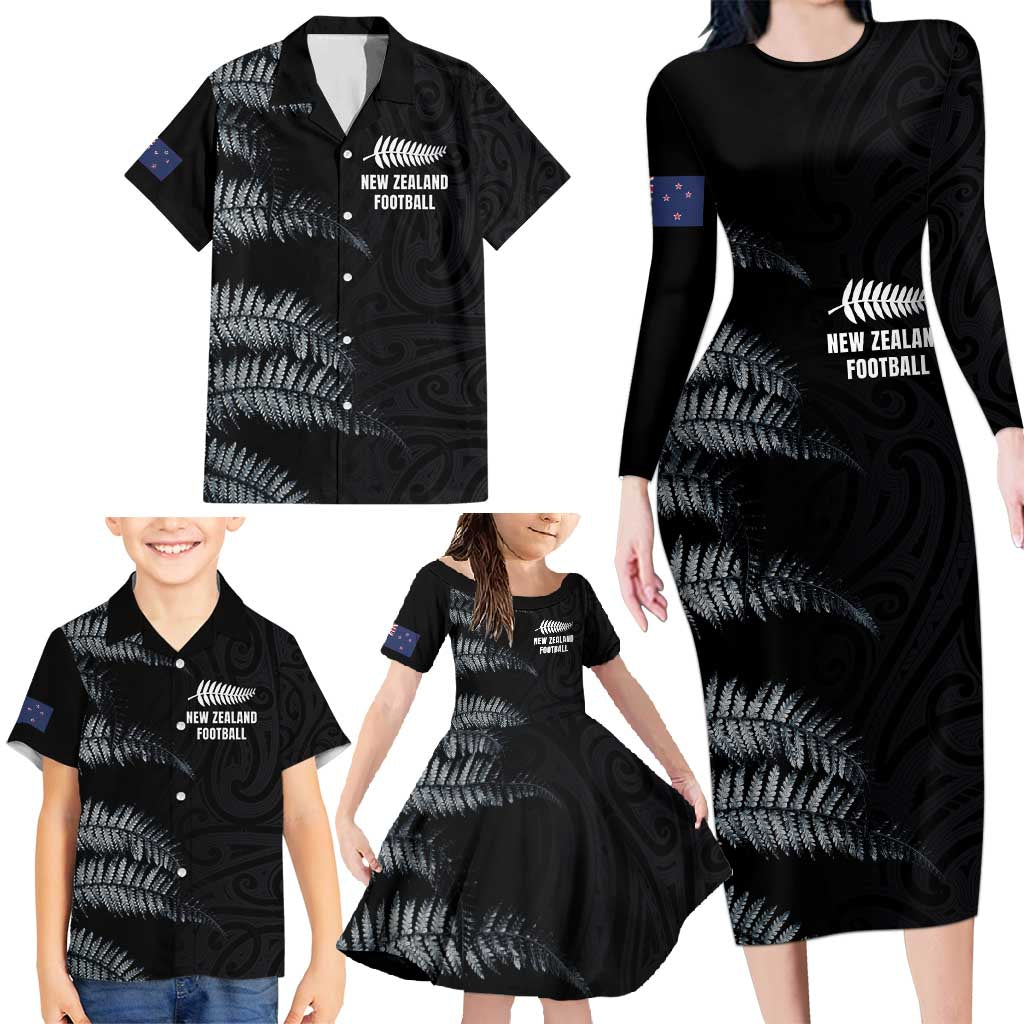 Custom New Zealand Football-Towards World Cup 2026 Family Matching Long Sleeve Bodycon Dress and Hawaiian Shirt LT03 - Polynesian Pride