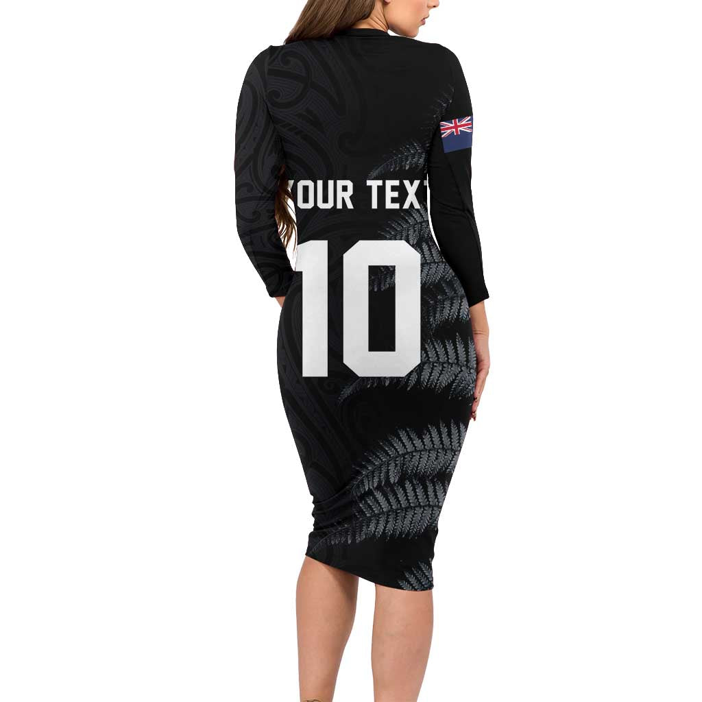 Custom New Zealand Football-Towards World Cup 2026 Family Matching Long Sleeve Bodycon Dress and Hawaiian Shirt LT03 - Polynesian Pride