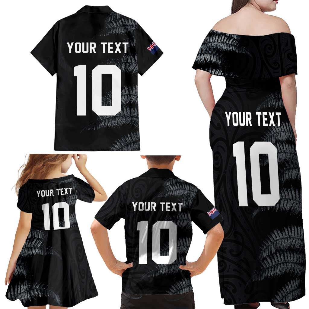 Custom New Zealand Football-Towards World Cup 2026 Family Matching Off Shoulder Maxi Dress and Hawaiian Shirt LT03 - Polynesian Pride