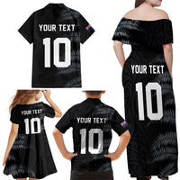Custom New Zealand Football-Towards World Cup 2026 Family Matching Off Shoulder Maxi Dress and Hawaiian Shirt LT03 - Polynesian Pride