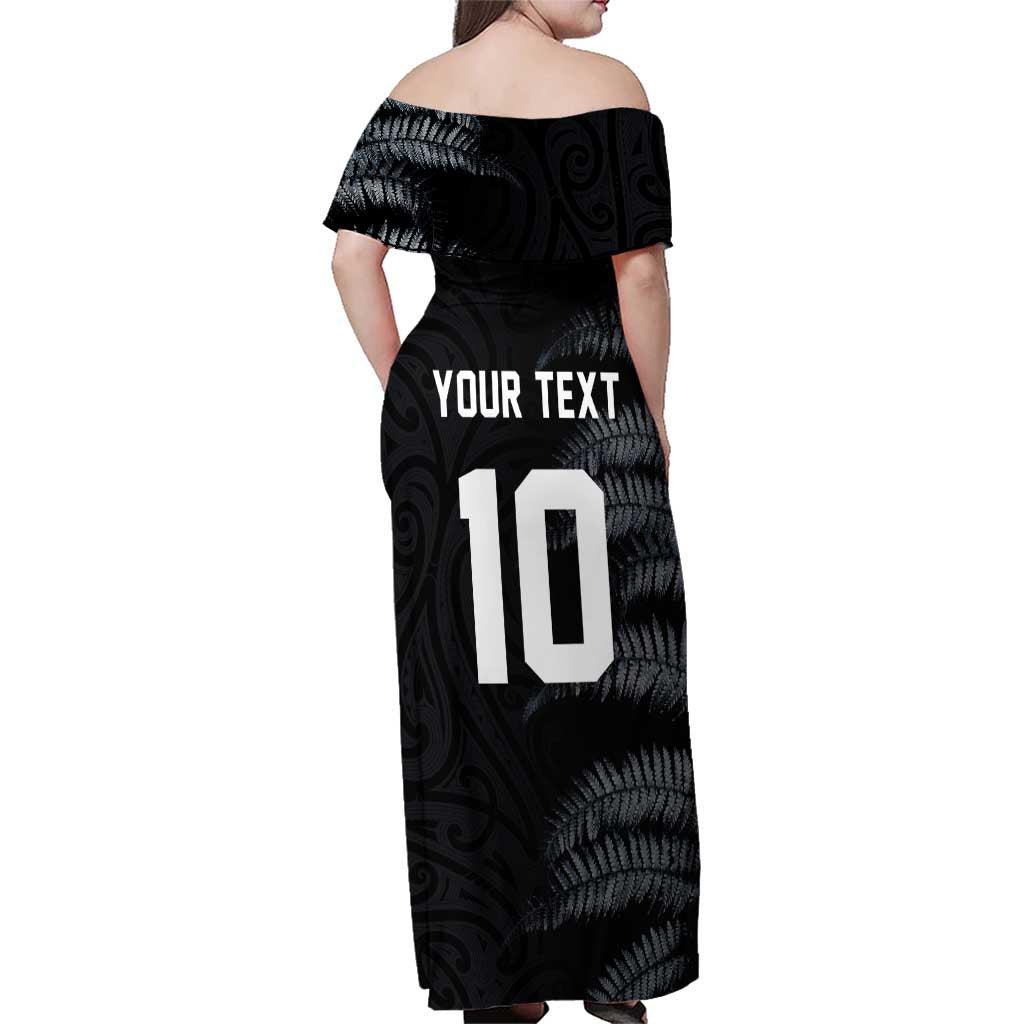 Custom New Zealand Football-Towards World Cup 2026 Family Matching Off Shoulder Maxi Dress and Hawaiian Shirt LT03 - Polynesian Pride