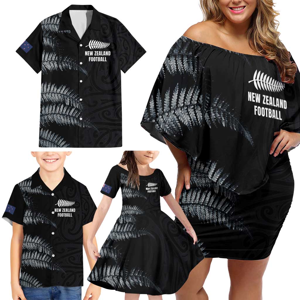 Custom New Zealand Football-Towards World Cup 2026 Family Matching Off Shoulder Short Dress and Hawaiian Shirt LT03 - Polynesian Pride