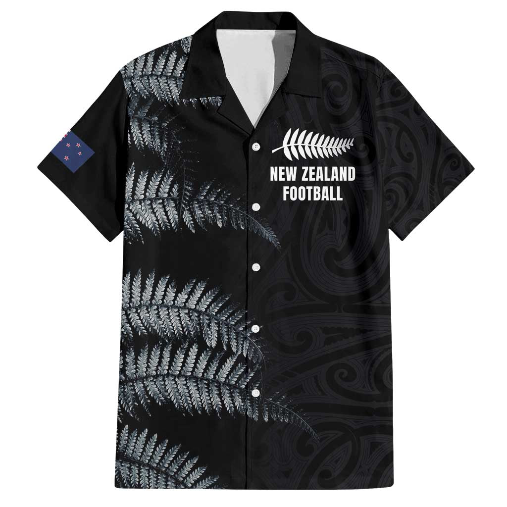 Custom New Zealand Football-Towards World Cup 2026 Family Matching Off Shoulder Short Dress and Hawaiian Shirt LT03 Dad's Shirt - Short Sleeve Black - Polynesian Pride