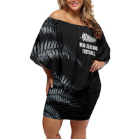 Custom New Zealand Football-Towards World Cup 2026 Family Matching Off Shoulder Short Dress and Hawaiian Shirt LT03 Mom's Dress Black - Polynesian Pride