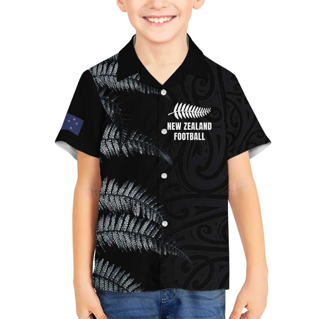 Custom New Zealand Football-Towards World Cup 2026 Family Matching Puletasi and Hawaiian Shirt LT03 Son's Shirt Black - Polynesian Pride