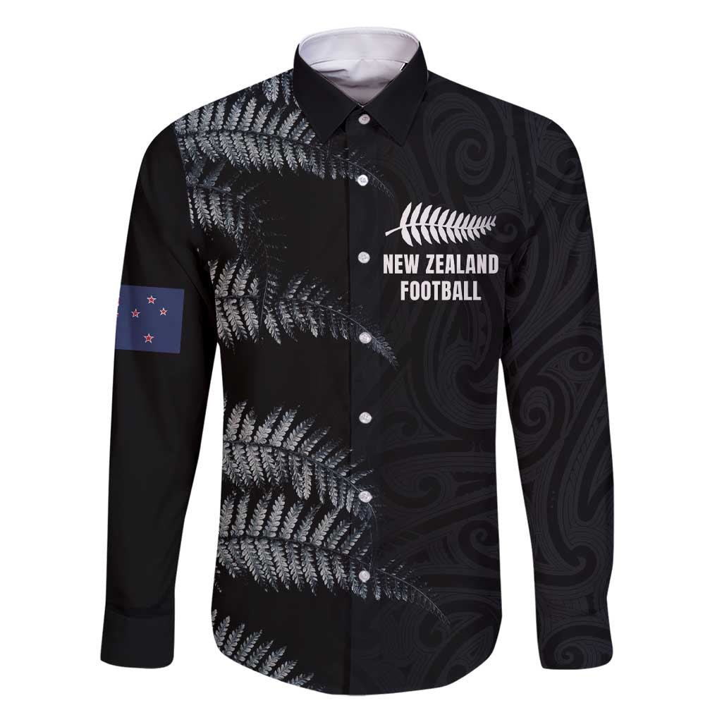 Custom New Zealand Football-Towards World Cup 2026 Family Matching Short Sleeve Bodycon Dress and Hawaiian Shirt LT03 Dad's Shirt - Long Sleeve Black - Polynesian Pride