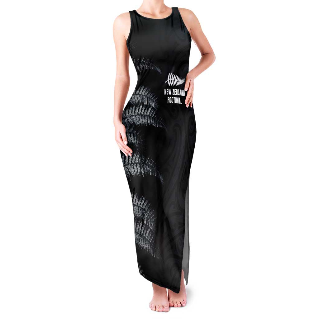 Custom New Zealand Football-Towards World Cup 2026 Family Matching Tank Maxi Dress and Hawaiian Shirt LT03 Mom's Dress Black - Polynesian Pride