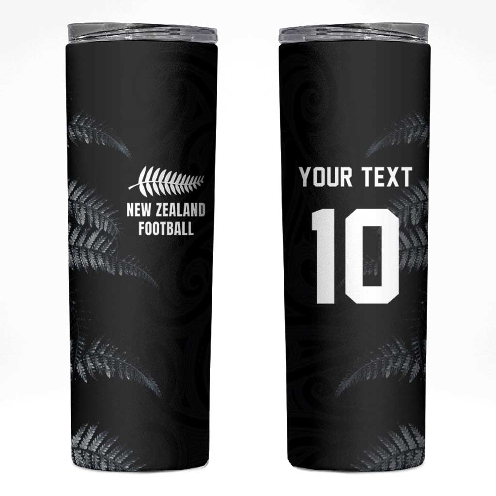 Custom New Zealand Football-Towards World Cup 2026 Skinny Tumbler LT03 Black - Polynesian Pride