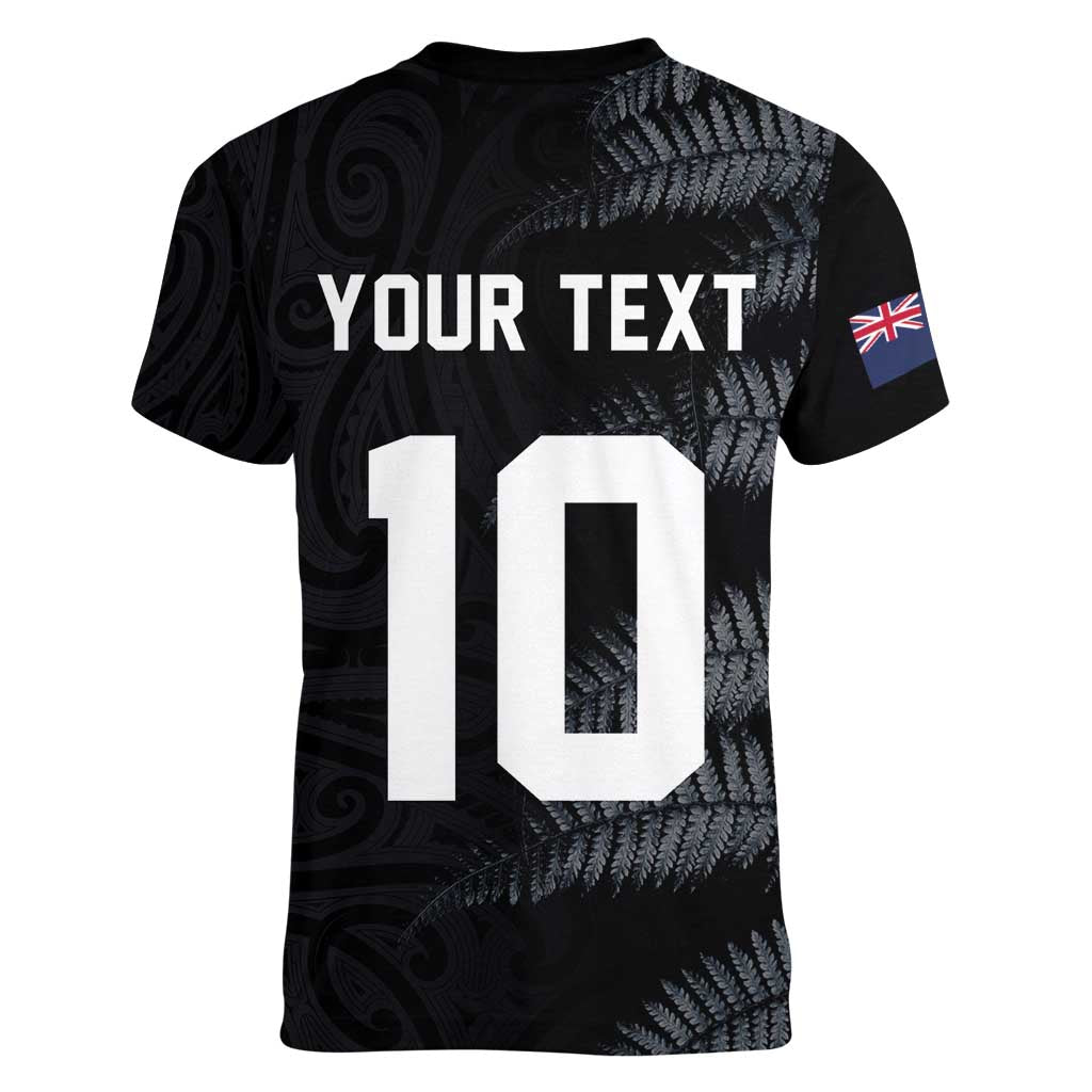 Custom New Zealand Football-Towards World Cup 2026 Women V-Neck T-Shirt LT03 - Polynesian Pride