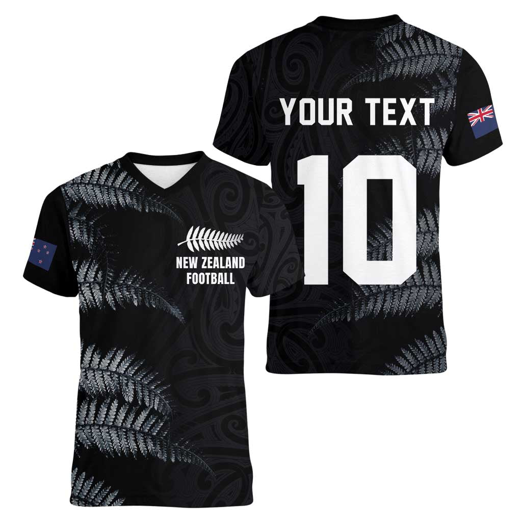 Custom New Zealand Football-Towards World Cup 2026 Women V-Neck T-Shirt LT03 - Polynesian Pride