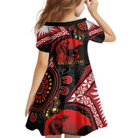 Tonga and Australia ANZAC Day Family Matching Off Shoulder Maxi Dress and Hawaiian Shirt Aboriginal and Ngatu Art Pattern - Gallipoli Lest We Forget LT03 - Polynesian Pride