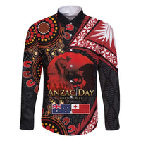 Tonga and Australia ANZAC Day Family Matching Puletasi and Hawaiian Shirt Aboriginal and Ngatu Art Pattern - Gallipoli Lest We Forget