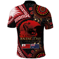 Tonga and Australia ANZAC Day Polo Shirt Aboriginal and Ngatu Art Pattern - Gallipoli Lest We Forget LT03 - Polynesian Pride