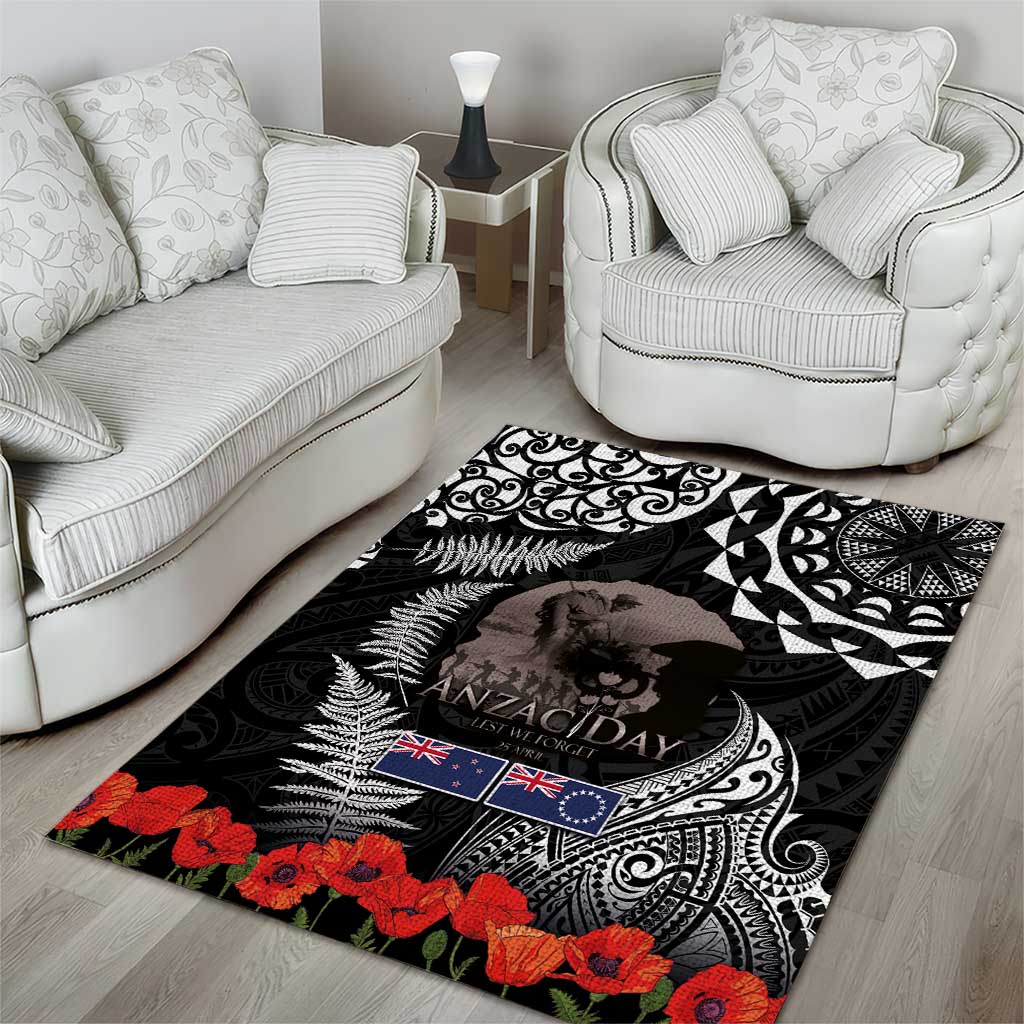 New Zealand and Cook Islands ANZAC Day Area Rug Gallipoli Lest We Forget Tatau Art Tribal and Maori Tattoo with Fern LT03 - Polynesian Pride