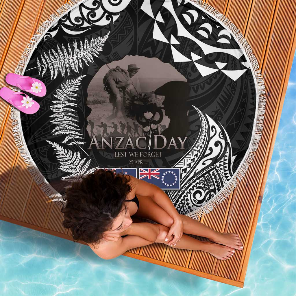 New Zealand and Cook Islands ANZAC Day Beach Blanket Gallipoli Lest We Forget Tatau Art Tribal and Maori Tattoo with Fern LT03 - Polynesian Pride