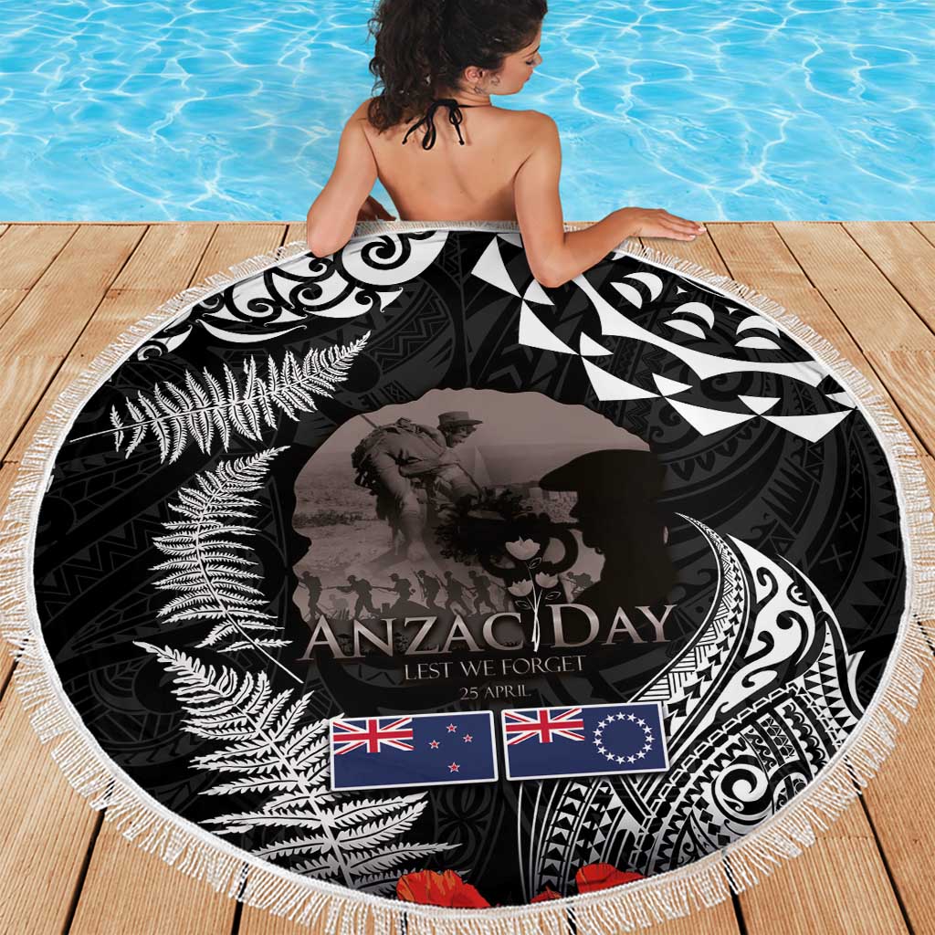 New Zealand and Cook Islands ANZAC Day Beach Blanket Gallipoli Lest We Forget Tatau Art Tribal and Maori Tattoo with Fern LT03 - Polynesian Pride