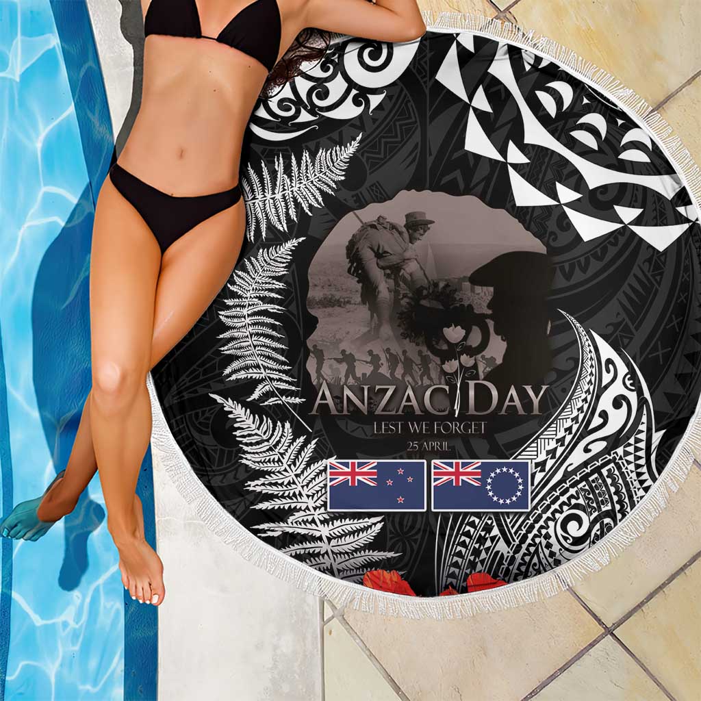 New Zealand and Cook Islands ANZAC Day Beach Blanket Gallipoli Lest We Forget Tatau Art Tribal and Maori Tattoo with Fern LT03 - Polynesian Pride
